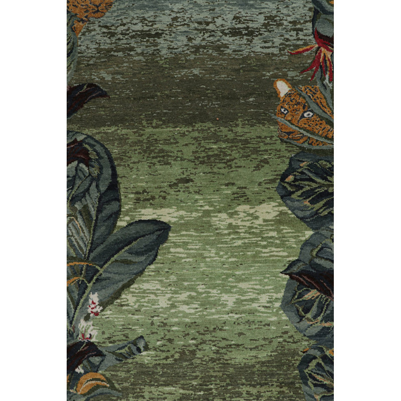 Rug & Kilim’S Modern Runner Rug With Open Field, Florals And Animal Pictorials