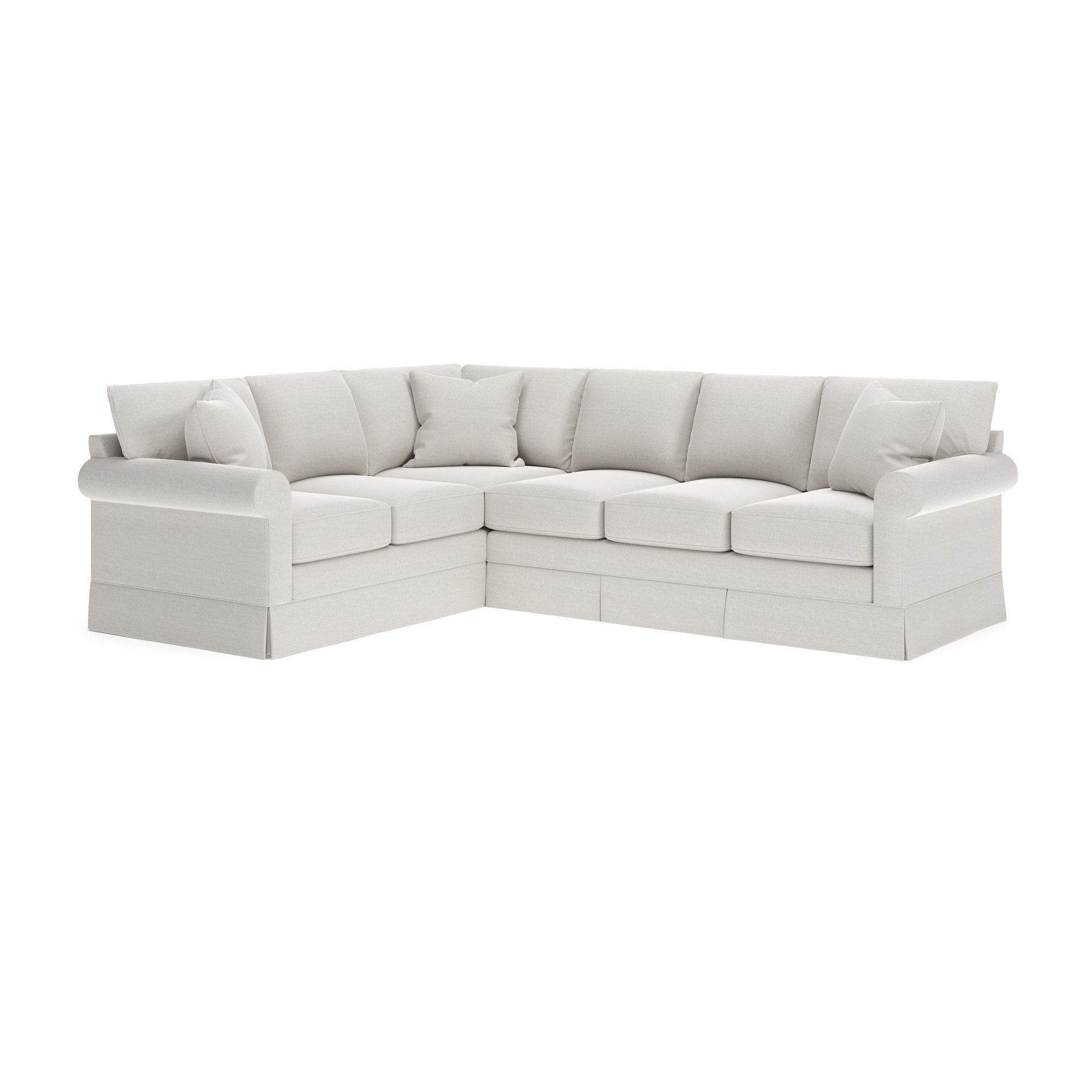 Friedman Upholstered L-Sectional, Drusky Moonglow Sustain® Basketweave, Left Hand Facing