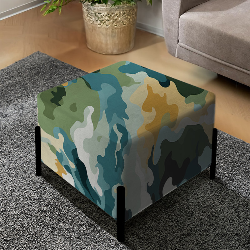 Repose-pieds artistique camouflage vert et bleu