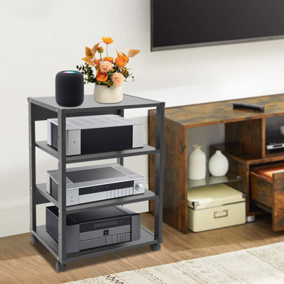 19.7" 4-Tier AV Media Stand Audio-Video Media Stand With Wheels Free Standing