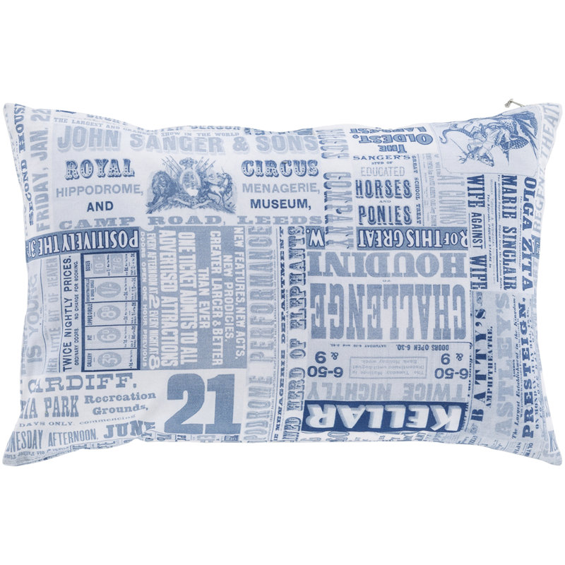 Janie Cotton Lumbar Pillow Cover, Blue