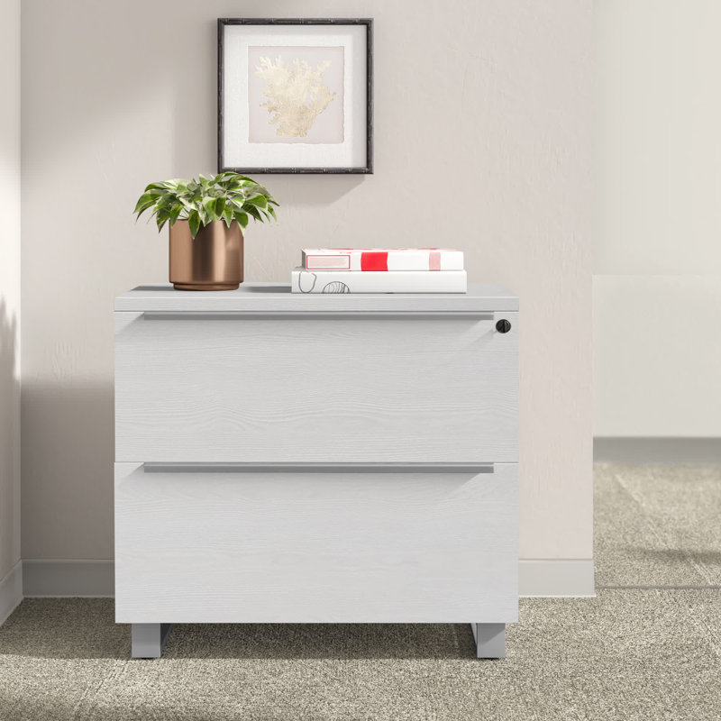 Maysey 32'' Wide 2 -Drawer File Cabinet, White/Silver