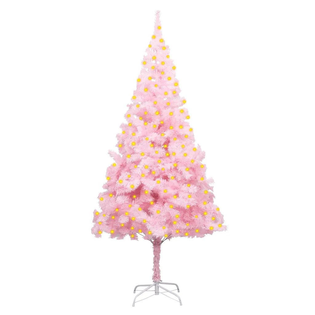 Künstlicher Weihnachtsbaum Pink mit LEDs in Orange und Ständer