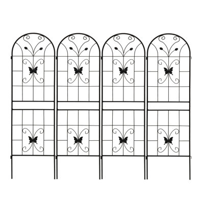 Paquet de 4 treillis en métal 71 po x 19,7 po noir, support pour plantes grimpantes comme les pois et le concombre