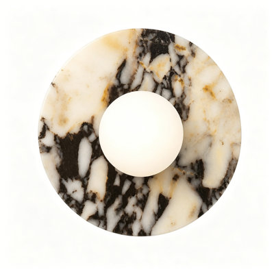 Modern 7.9" Round Natural Stone Flush Mount Sconce, Hardwired Wall Lighting