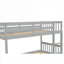 Lit superposé convertible simple au-dessus de simple Neutre gris, lit en bois d'hévéa massif avec gigogne et échelle-234595233
