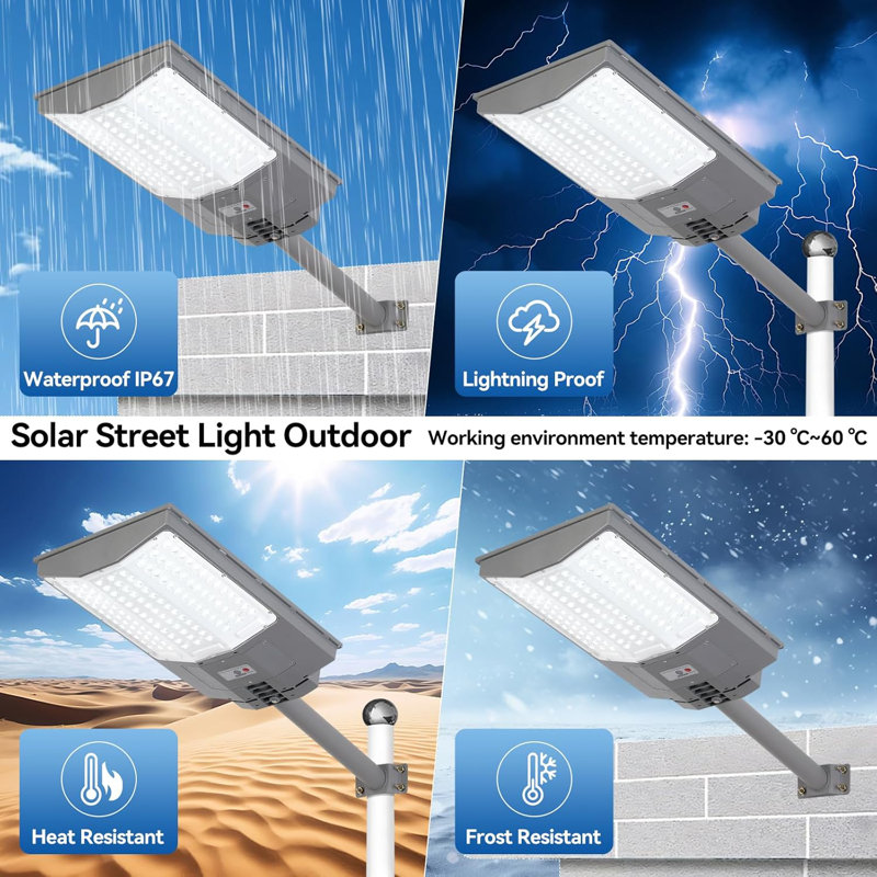 6000W Solar Street Light Outdoor With Motion Sensor & Remote - 550000LM 7000K Super Bright IP67 Waterproof Security Flood Light For Parking Lots, Driveways, Yards