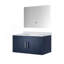 Meuble-lavabo bleu marine 36 po X P 22 po D, plateau en quartz blanc et Miroir à DEL-214318894
