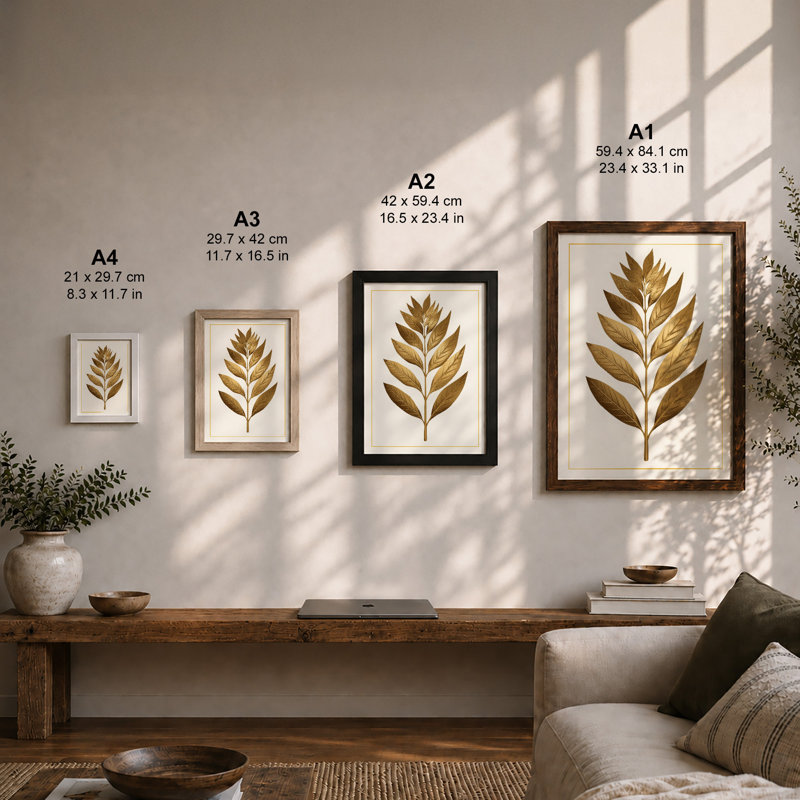Golden Specimen Botanical - Framed Print, Oak, A4 - 29.7 x 21.0 cm