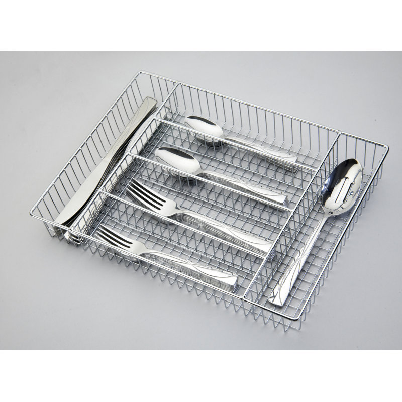 JARA 18/0 Stainless Steel Mirror 42 Pieces Flatware Set with Buffet