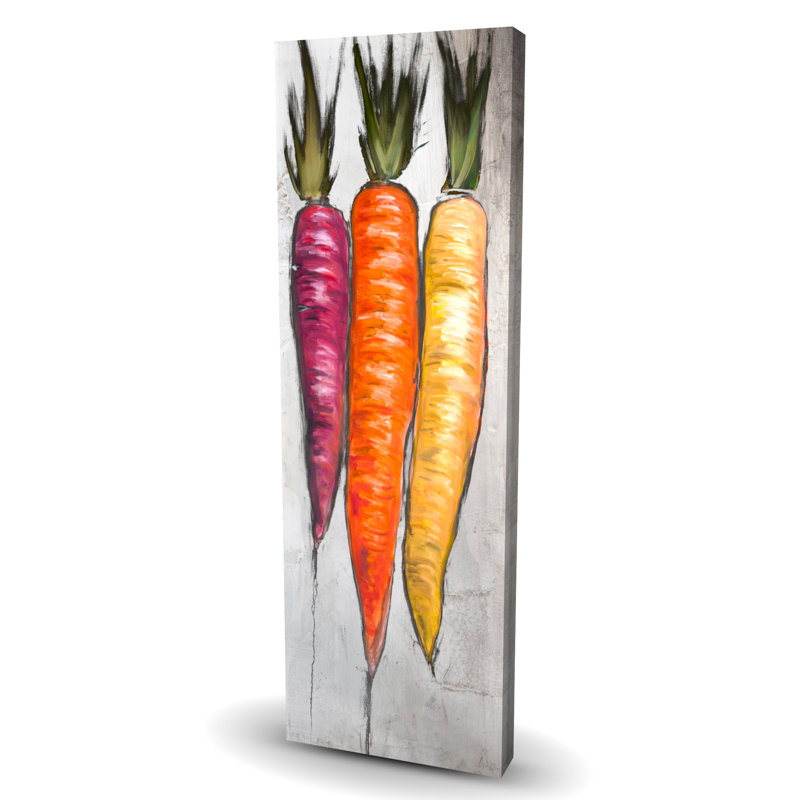 Colorful Carrots on Gray Background | White Canvas Home Decor