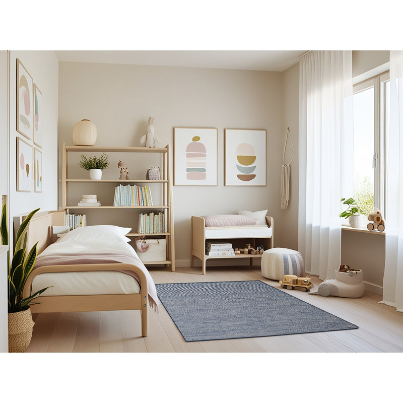 Tapis contemporain bleu, Rectangle 3 pi x 5 pi