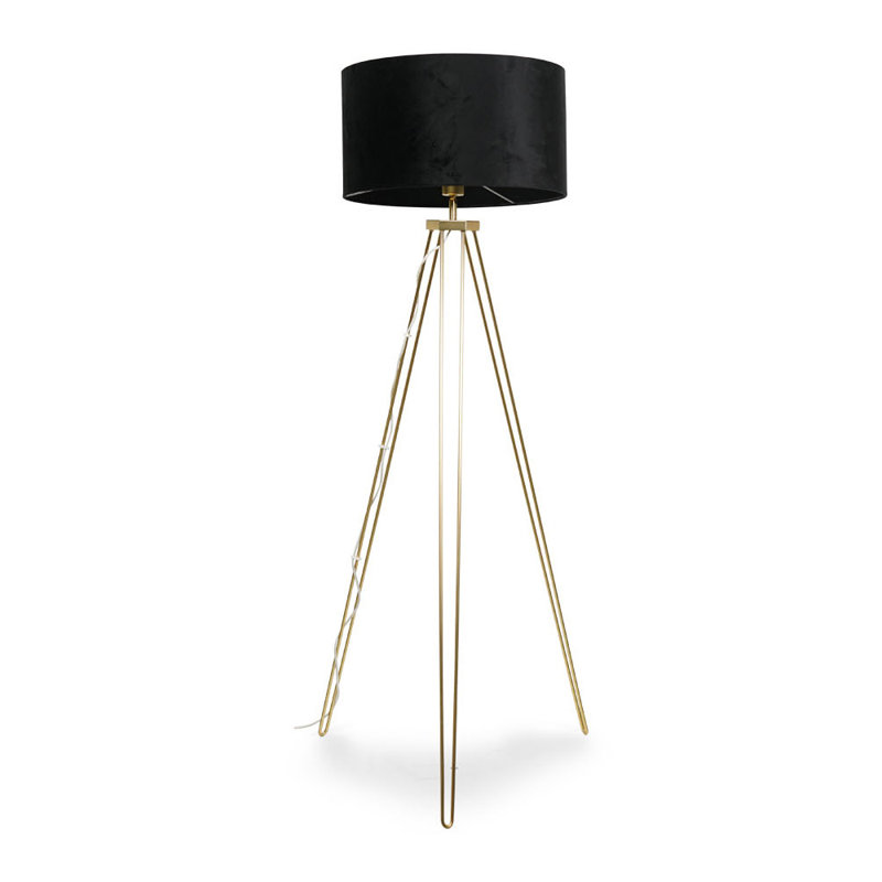 Dundrod 127 H cm Powder Coated Tripod Floor Lamp Set, No, Black