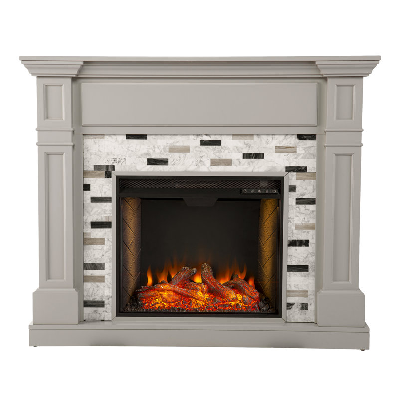 Birkover Criss Cross Fireplace w/ Marble Mantle