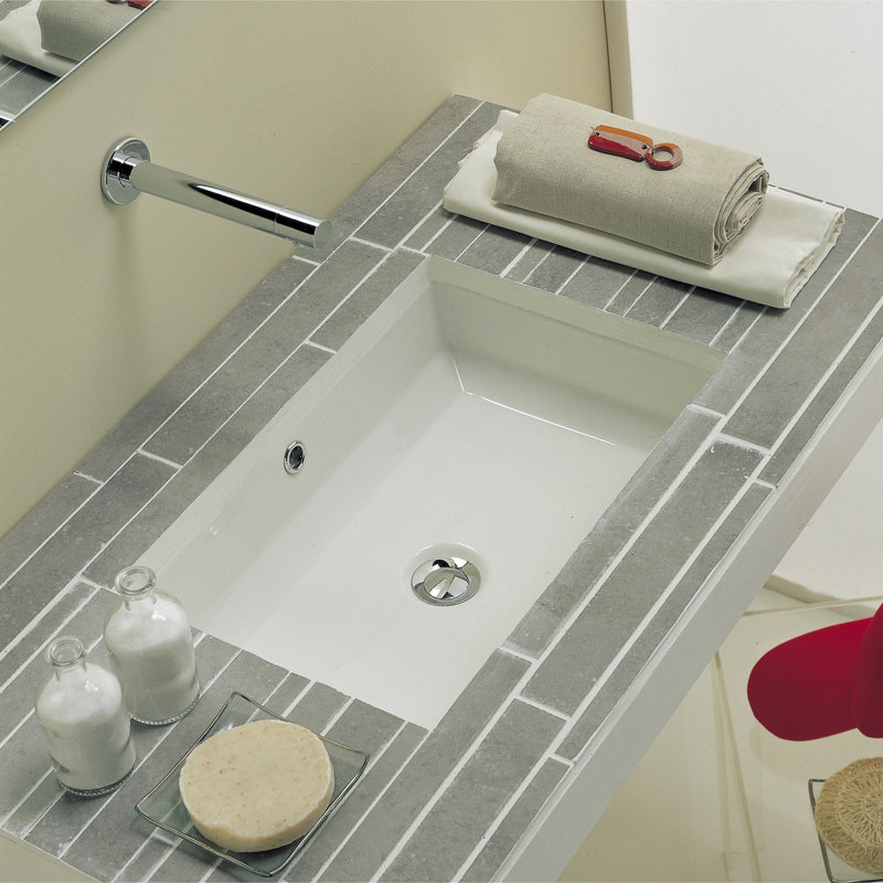 Scarabeo By Nameeks Tech 14.1'' Glossy White Ceramic Rectangular Bathroom Sink with Overflow