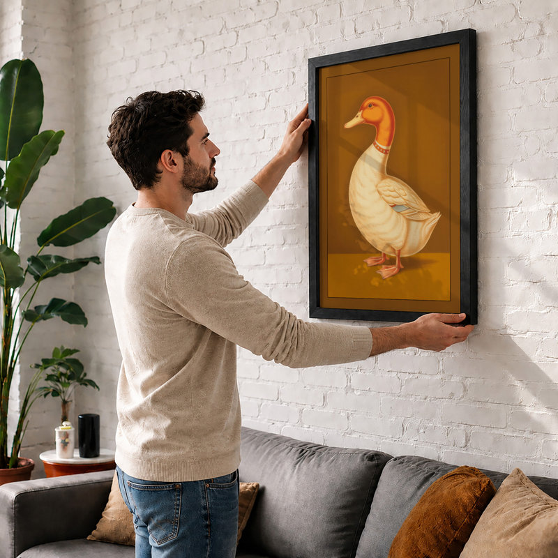 Russet Waterfowl Botanical - Framed Print, A2 - 59.4 x 42.0 cm, Oak