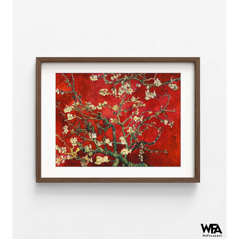 Mandorlo In Fiore - Variation rouge par Vincent Van Gogh, reproduction de branches naturelles, art mural floral, Van Gogh, reproduction de peinture à l'huile sur toile