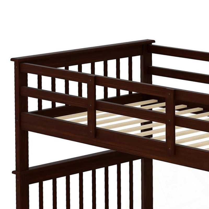 Twin-Over-Twin Bunk Bed with Storage and Guard Rail, Espresso
