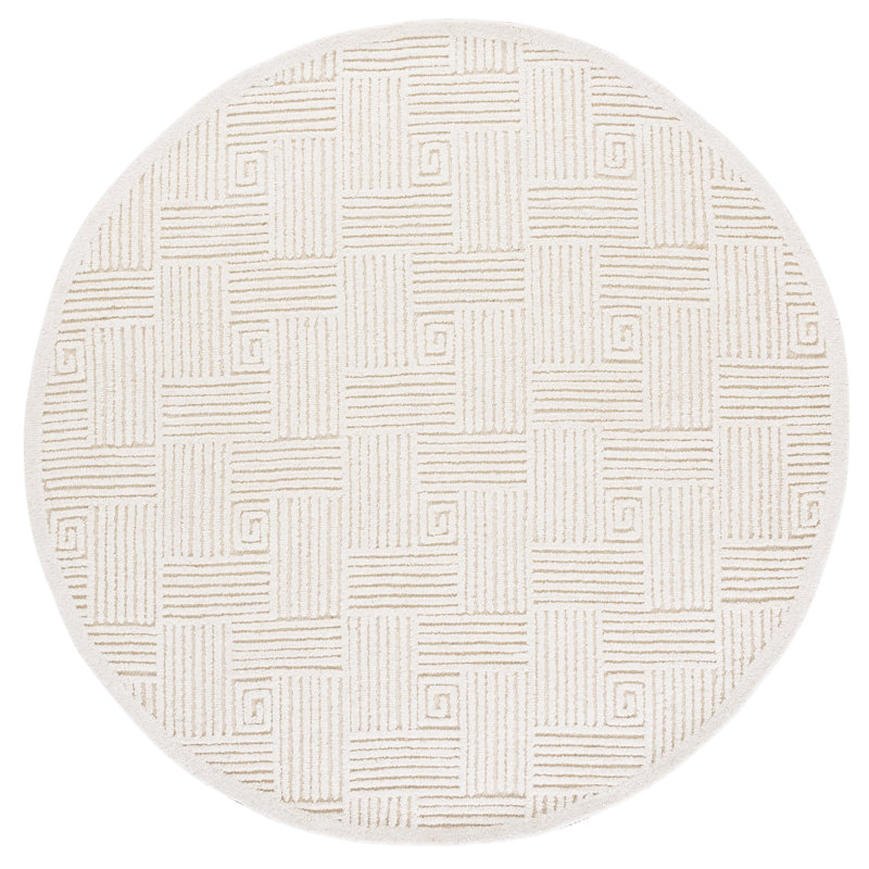 Textural 112 Hand Tufted 80% Wool; 20% Cotton Geometric Shapes Rug, Round 6'