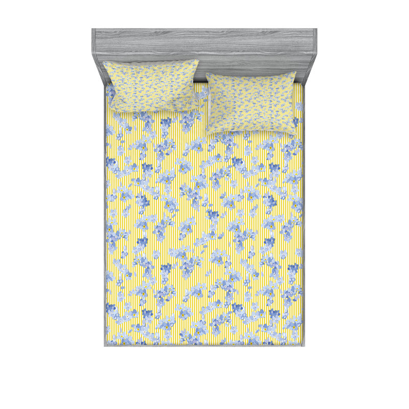 Drap-housse et coussin décoratif floral Ambesonne, Ensemble de draps pour très grand lit californien