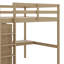 Lit mezzanine double avec garde-robe intégrée, bureau, tablettes et tiroirs de rangement, structure de lit mezzanine en bois massif-2096020562