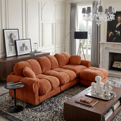 CanapÃ© d'angle en chenille matelassÃ© Fairmont de 104 po avec pouf