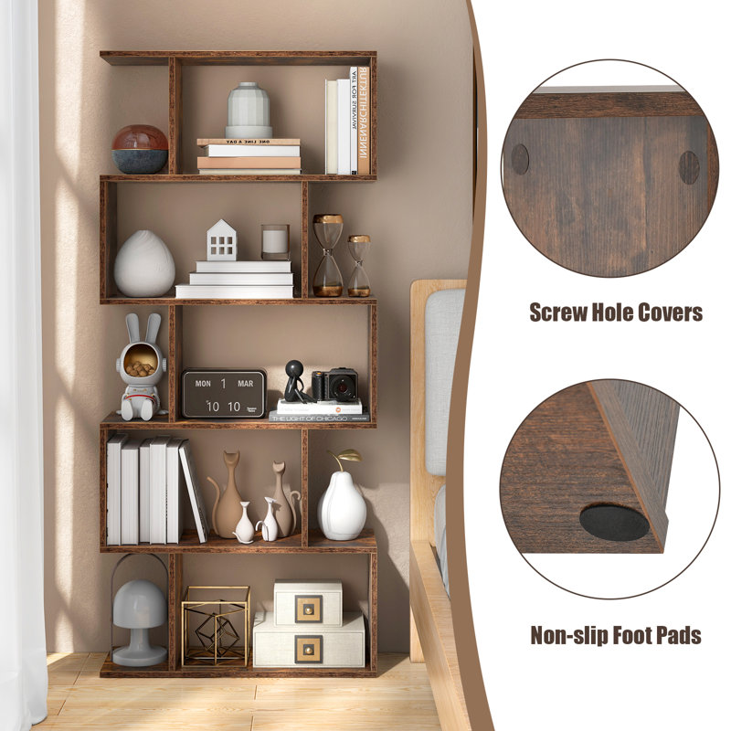 Rufio Geometric Bookcase, Brown