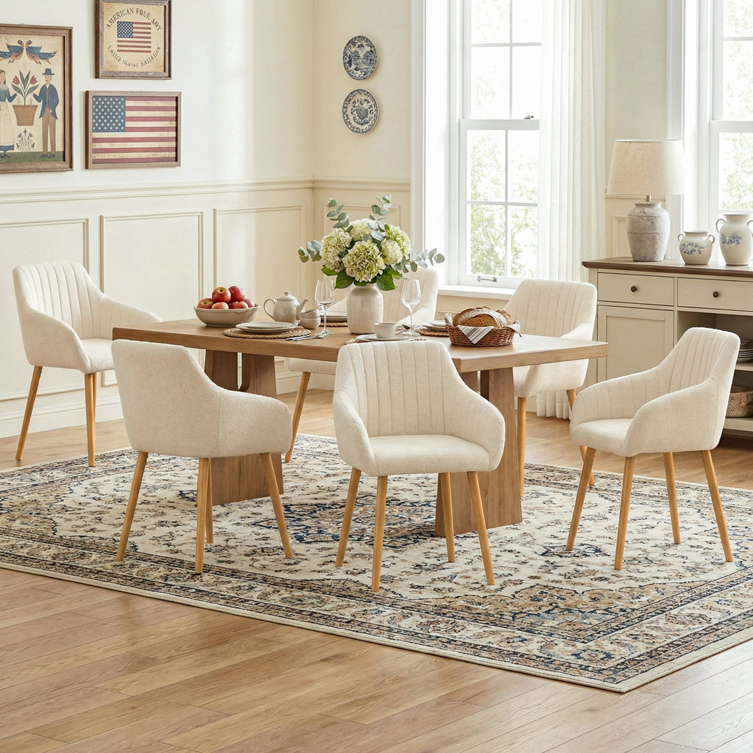 49.5cm H Upholstered Dining Chairs With Wooden Legs