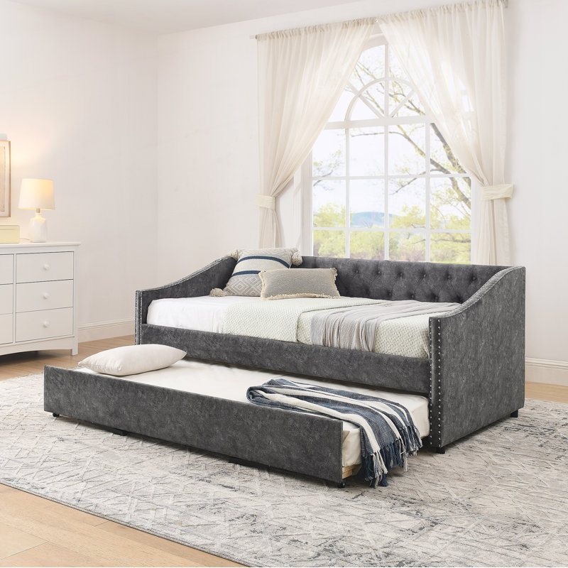 Daybed with USB Charging, Gray, Twin