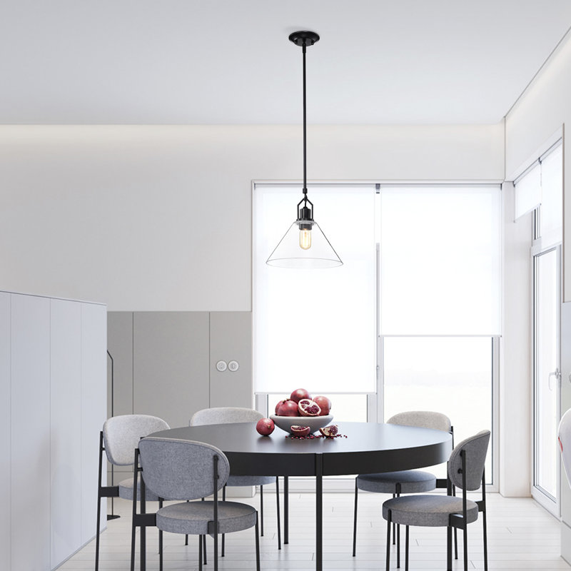 Luminaire suspendu conique à 1 lumière June, H 11,5 po x l 11,5 po x P 11,5 po, Noir mat