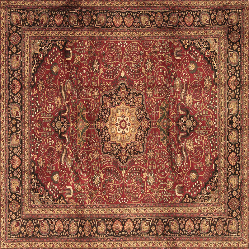 Tapis brun traditionnel Traditional 4093, Carré 8 pi