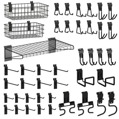 31pcs Slatwall Accessories Set, Heavy Duty Slatwall Hooks And Baskets For Garden Tools