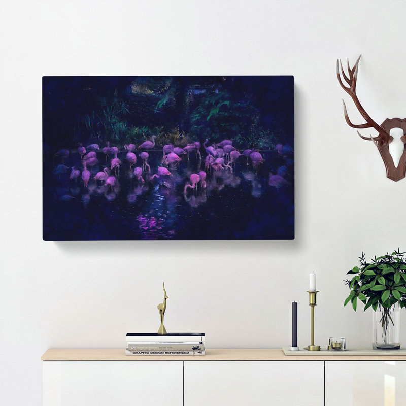 Neon Flamingos - Wrapped Canvas, 40cm H x 60cm W x 3cm D
