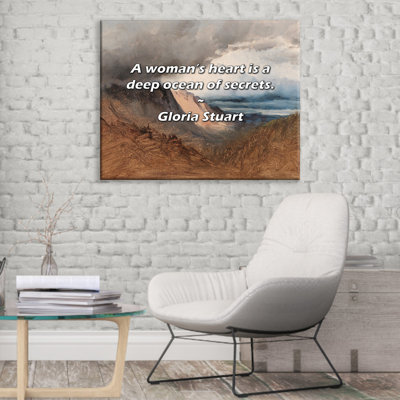 Artsy Quote "A woman's heart is a deep ocean of secrets." By Gloria Stuart Gallery Wrapped Canvas