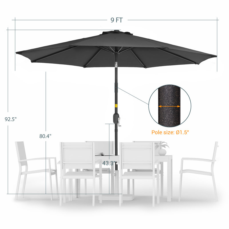 Parasol de marché 108 po Donyeal, Noir
