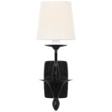 Amalfi 15" Sconce in Waxed Black with Linen Shade