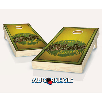 2' x 1' Distressed Family Sign Personalized Solid Wood Cornhole Set with Bags