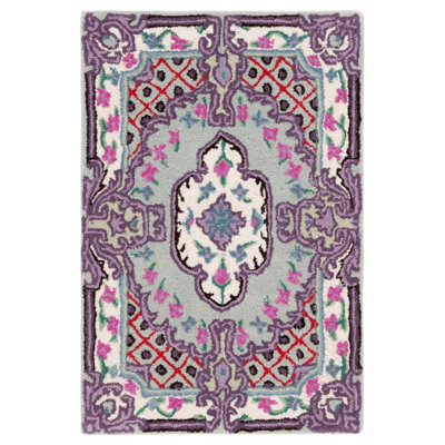 Cordel Floral Handmade Tufted Wool Light Green/Ivory Area Rug