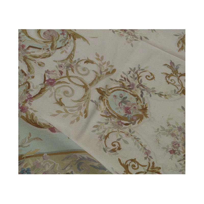 Hand-Knotted High-Quality Ivory and Blue Area Rug