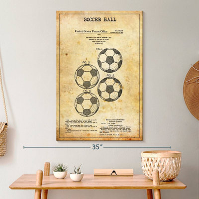 «Vintage Soccer Ball Brevet», reproduction sur toile