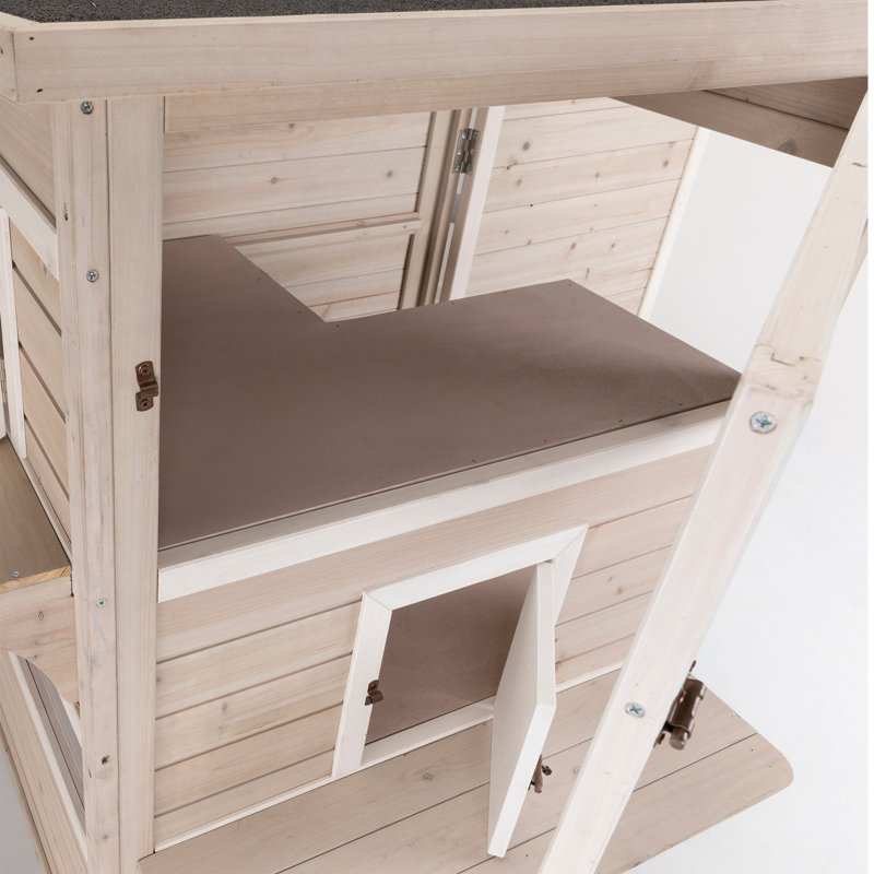 TRIXIE Three-Story Outdoor Cat House - Large Weatherproof Cat Shelter, Multiple Doors and Windows, Cat House