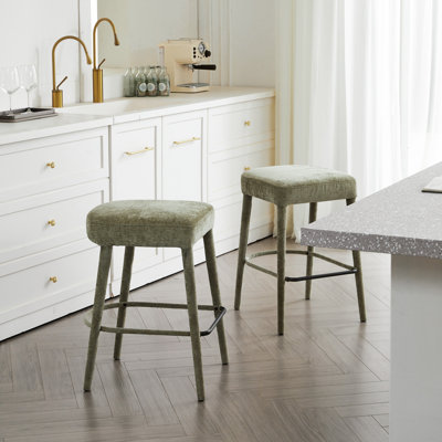 Tabouret de bar rembourré sans dossier - pieds, repose-pieds et barre de confort pour la maison, 2 cuisines,