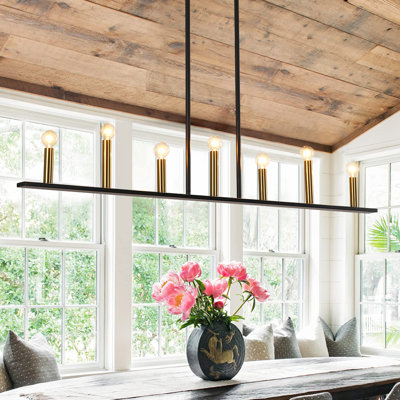 7 - Light Metal Linear Kitchen Island Chandelier