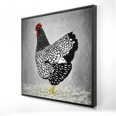 " Black And White Wyandotte Hen "