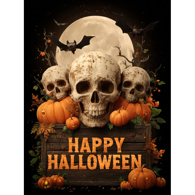 Halloween, crâne et citrouilles, art mural