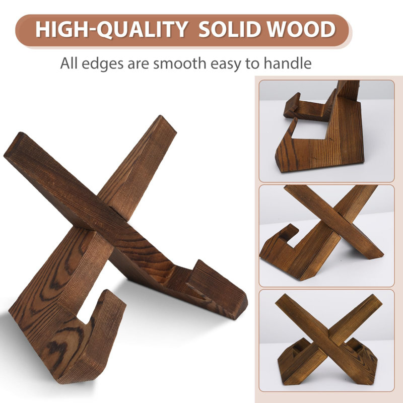 Wooden Cookbook Display Stand Holder - Adjustable, Foldable