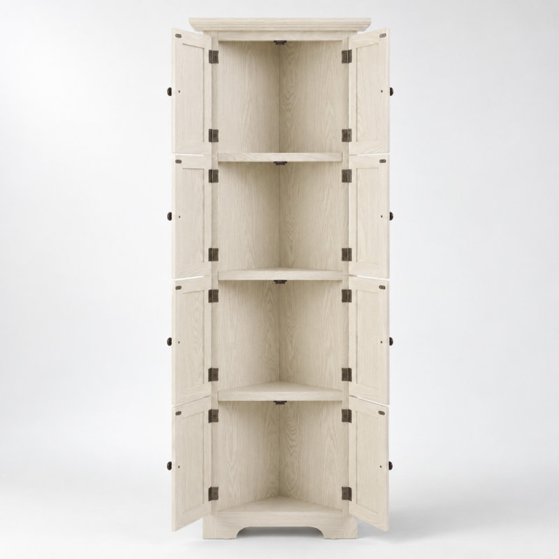 Armoire de rangement d'angle Braveth de 72 po avec fermetures magnétiques et trousse de basculement, Beige