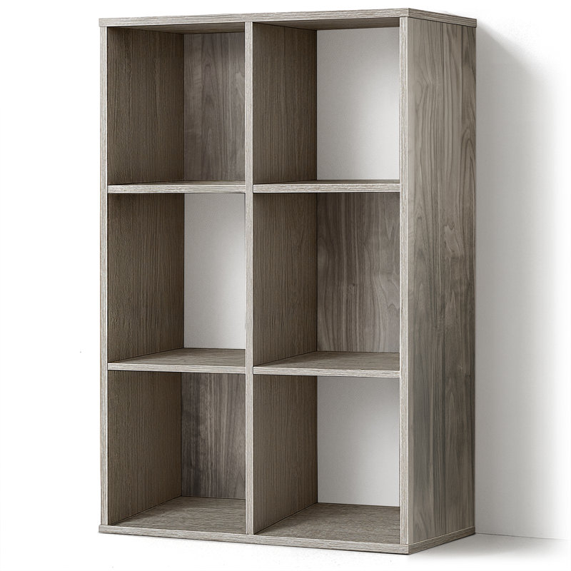 6-Cube Storage Organizer Shelf, Home Storage Shelf Divider w/ Back, 11-Inch Storage Bookcase, Dark Grey , Dark Grey, 6 Cube