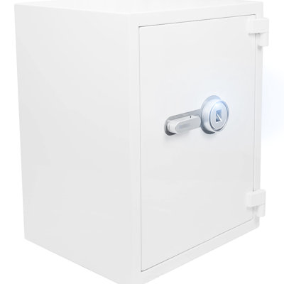 4.48 Cubic Ft Biometric Safe In White - Resists Fire Up To 1200f For 0.5 Hour, Offers Ample Storage Important Belongings Like Docs, Jewelry, Cash, Robust Steel Construction