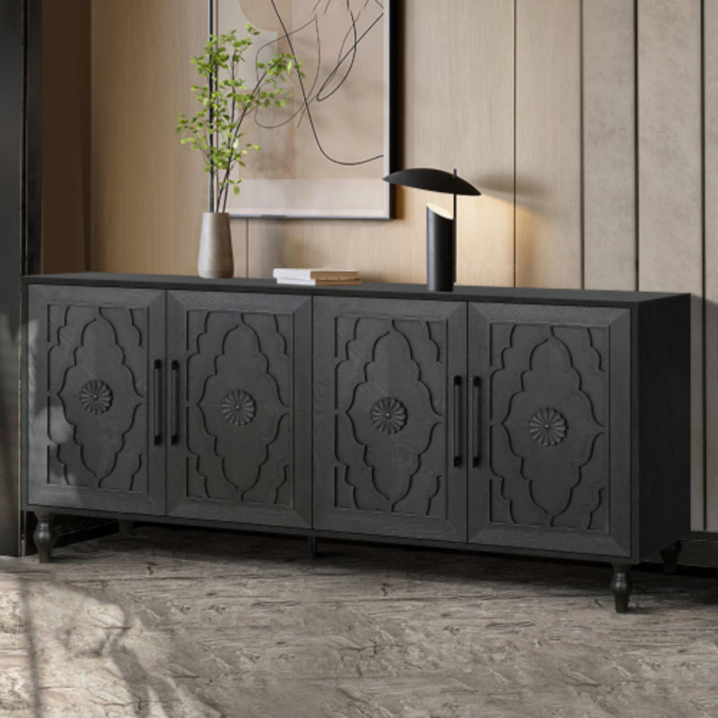 Armoire de rangement Carved, Noir